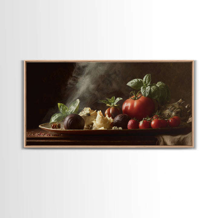 Chocolate Truffle Still Life Canvas Print, Bakery Art, Kitchen Wall Art, Bakery Decor, Oil Painting, Patisserie, BAK-2x1-39