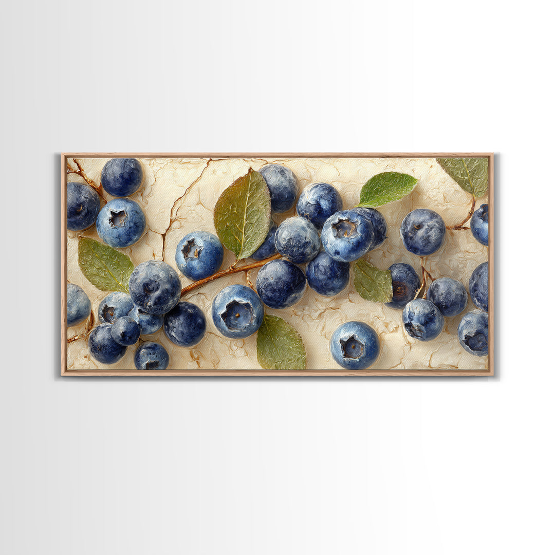Blueberry Galette with Rustic Farmhouse Texture Framed Canvas Print, Bakery Art, Digital Print, Bakery Decor, Patisserie, BAK-2x1-43