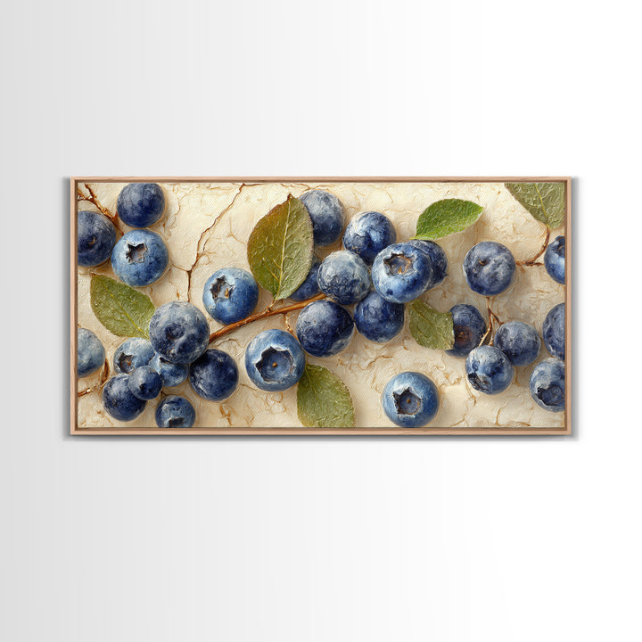 Blueberry Galette with Rustic Farmhouse Texture Framed Canvas Print, Bakery Art, Digital Print, Bakery Decor, Patisserie, BAK-2x1-43