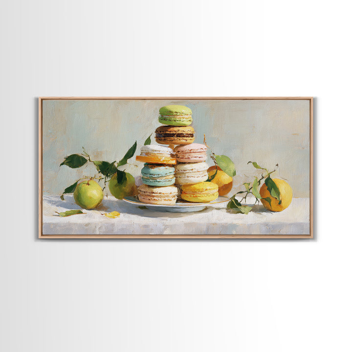 Single Perfect Macaron Tower Canvas Print, Bakery Art, Kitchen Prints, Bakery Decor, Oil Painting, Patisserie, Fine Art, BAK-2x1-47