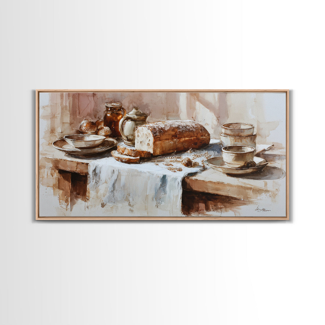 Rustic Loaf of Bread Canvas Print, Bakery Art, Art Print, Bakery Decor, Fine Art, Patisserie, Kitchen Print, Coffee Wall Art, BAK-2x1-48