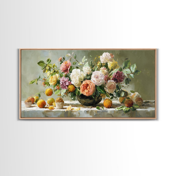 Cupcake Bouquet Painted Framed Canvas Print, Bakery Art, Food Art, Bakery Decor, Watercolor Art, Patisserie, Kids Art, BAK-2x1-51
