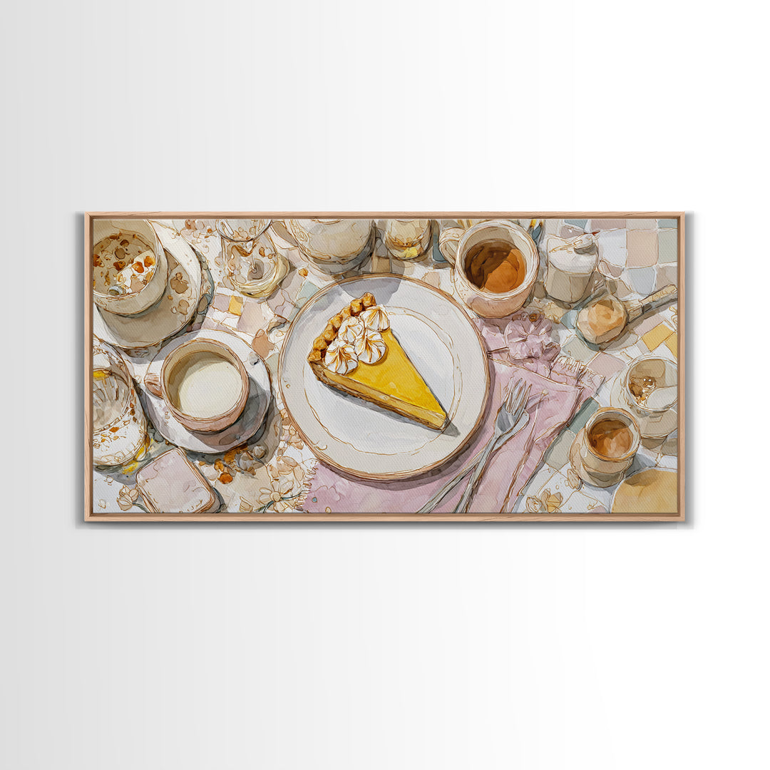 Lemon Meringue Pie Slice Canvas Print, Bakery Art, Art Print, Bakery Decor, Patisserie, Kitchen Print, Coffee Wall Art, BAK-2x1-54