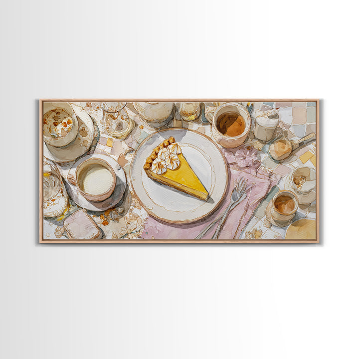 Lemon Meringue Pie Slice Canvas Print, Bakery Art, Art Print, Bakery Decor, Patisserie, Kitchen Print, Coffee Wall Art, BAK-2x1-54