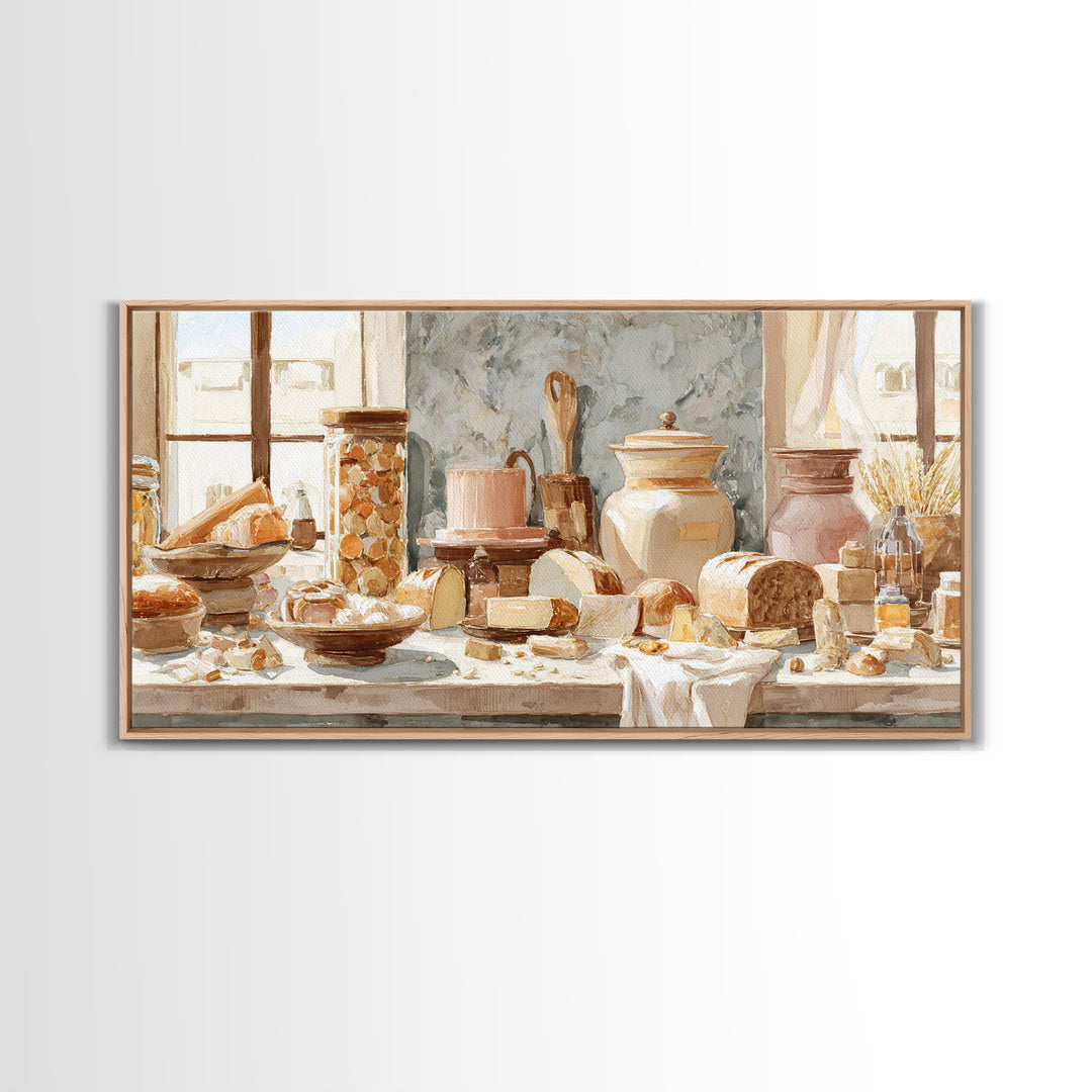 French Patisserie Window Display of Pastel Pastries Canvas Print, Bakery Art, Digital Print, Bakery Decor, Fine Art, Patisserie, BAK-2x1-70