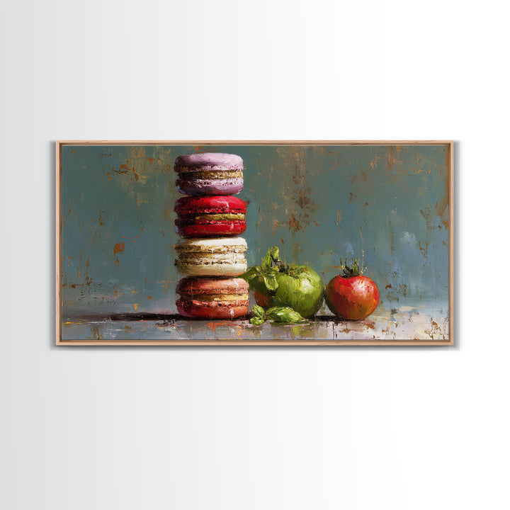 Single Perfect Macaron Tower Canvas Print, Bakery Art, French Wall Art, Bakery Decor, Abstract Art, Patisserie, Room Decor, BAK-2x1-71