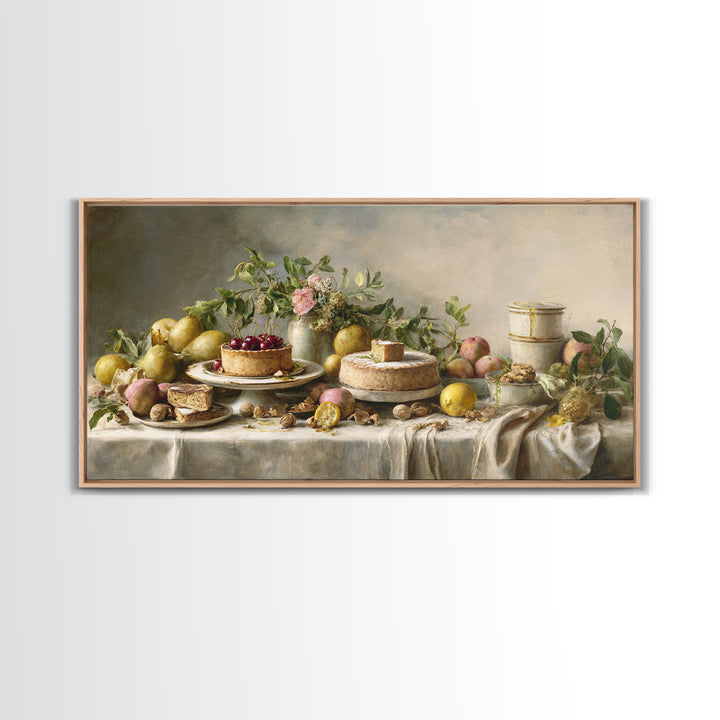 Cherry Tart Still Life Canvas Print, Bakery Art, Watercolor Art, Bakery Decor, Fine Art, Patisserie, French Wall Art, BAK-2x1-73