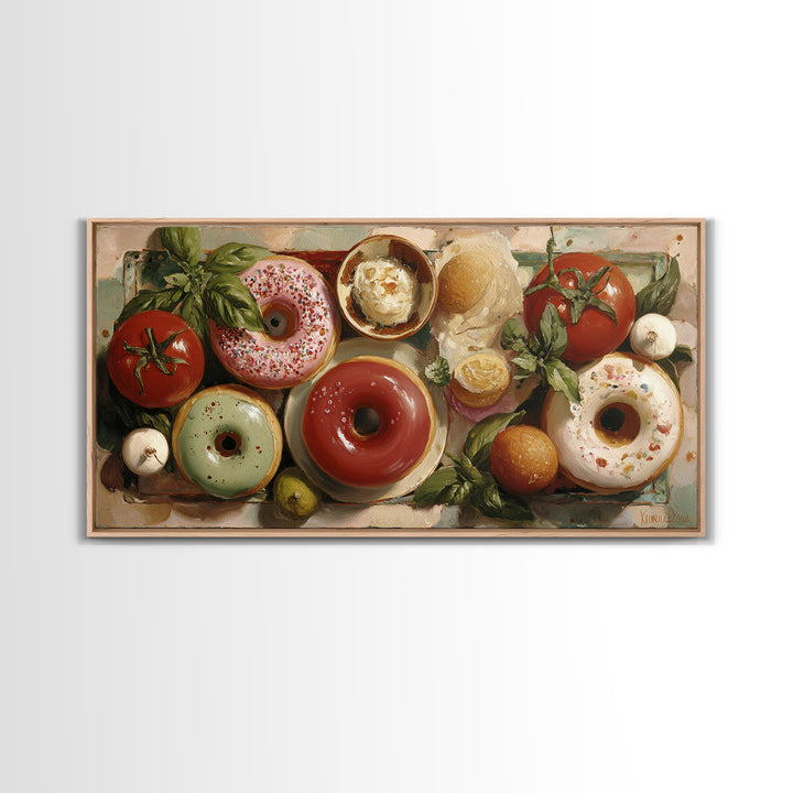 Whimsical Donut Assortment Canvas Print, Bakery Art, Kitchen Prints, Bakery Decor, Oil Painting, Patisserie, Fine Art, BAK-2x1-77