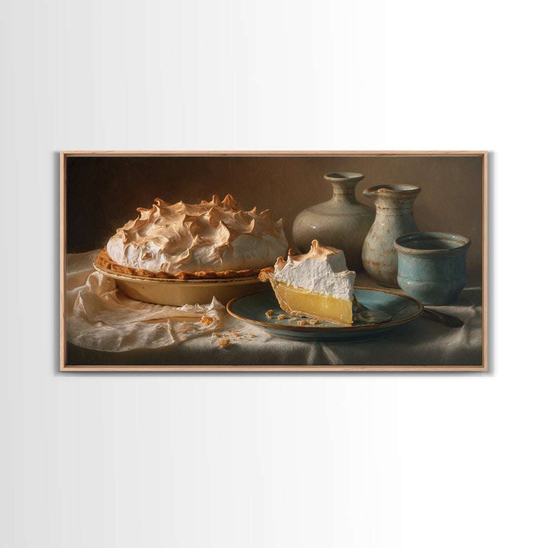 Lemon Meringue Pie Slice Canvas Print, Bakery Art, Art Print, Bakery Decor, Patisserie, Kitchen Print, Coffee Wall Art, BAK-2x1-78