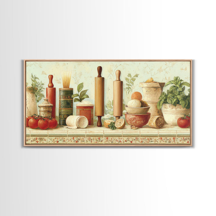 Patisserie Pattern of Rolling Pins and Pastries Canvas Print, Bakery Art, Coffee Wall Art, Bakery Decor, Fine Art, Patisserie, BAK-2x1-89