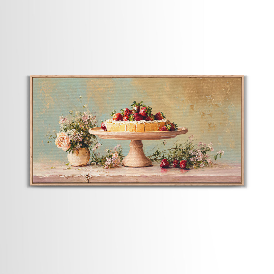 Pastel Cake Stand Framed Canvas Print, Bakery Art, Art Print, Bakery Decor, Patisserie, Kitchen Print, Coffee Wall Art, BAK-2x1-9