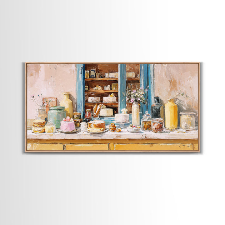French Patisserie Window Display of Pastel Pastries Canvas Print, Bakery Art, Digital Print, Bakery Decor, Fine Art, Patisserie, BAK-2x1-94