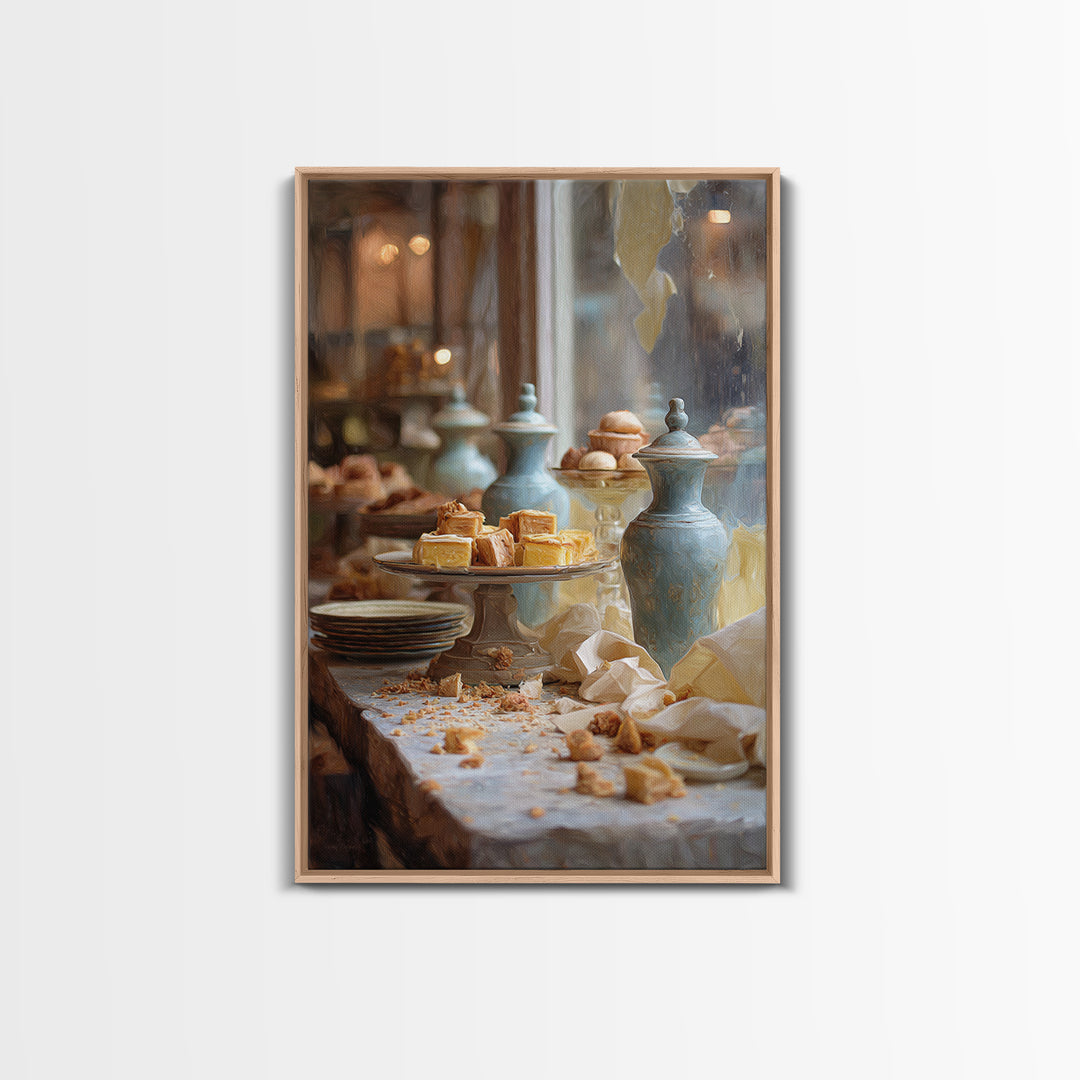 French Patisserie Window Display of Pastel Pastries Canvas Print, Bakery Art, Contemporary Art, Bakery Decor, Patisserie, BAK-2x3-10