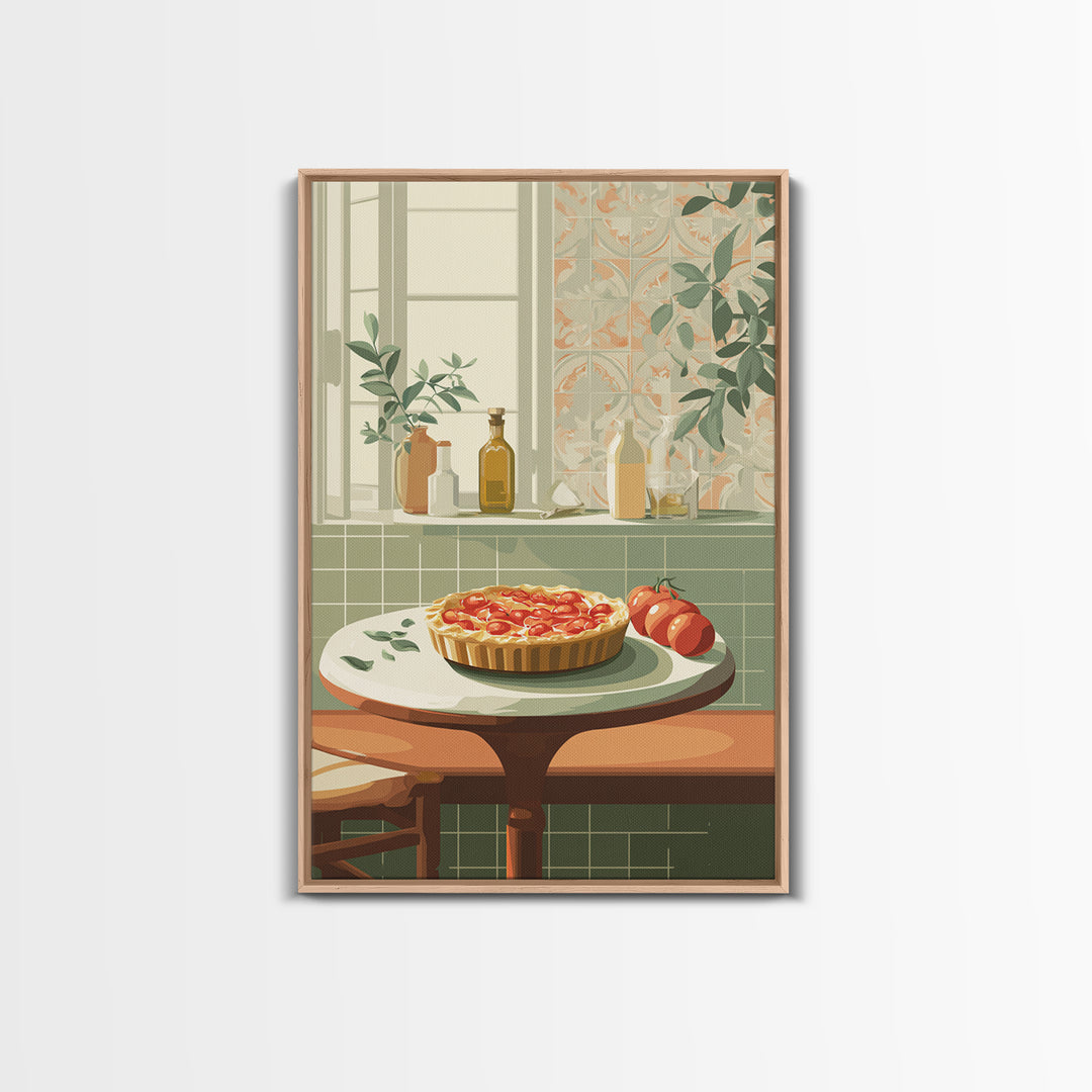 Retro Diner Pie Illustration Framed Canvas Print, Bakery Art, Modern Decor, Bakery Decor, Fine Art, Patisserie, Wall Decor, BAK-2x3-24