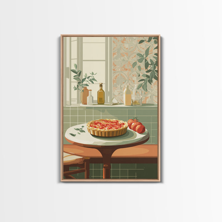 Retro Diner Pie Illustration Framed Canvas Print, Bakery Art, Modern Decor, Bakery Decor, Fine Art, Patisserie, Wall Decor, BAK-2x3-24