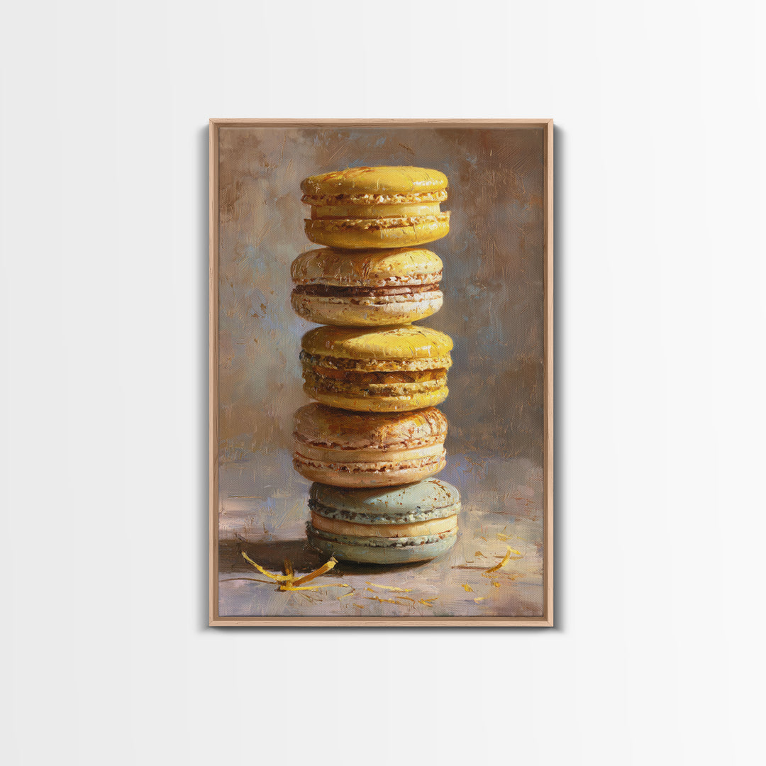 Single Perfect Macaron Tower Canvas Print, Bakery Art, Printable Art, Bakery Decor, Watercolor Art, Patisserie, BAK-2x3-35