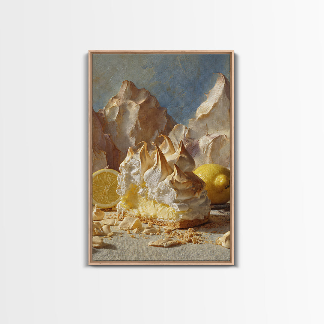 Lemon Meringue Pie Slice Canvas Print, Bakery Art, Kitchen Wall Art, Bakery Decor, Oil Painting, Patisserie, BAK-2x3-66