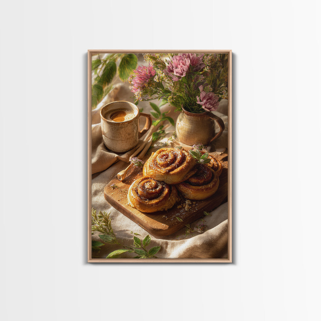 Cinnamon Rolls in a Warm Country Kitchen Canvas Print, Bakery Art, Kitchen Print, Bakery Decor, Fine Art, Patisserie, BAK-2x3-67