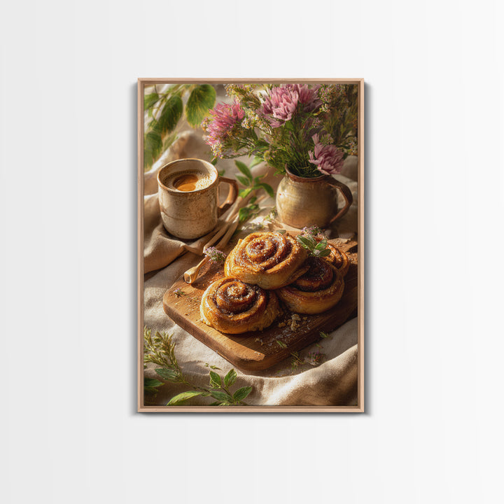 Cinnamon Rolls in a Warm Country Kitchen Canvas Print, Bakery Art, Kitchen Print, Bakery Decor, Fine Art, Patisserie, BAK-2x3-67