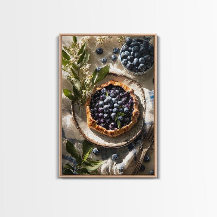 Blueberry Galette with Rustic Farmhouse Texture Canvas Print, Bakery Art, Fine Art Print, Bakery Decor, Fine Art, Patisserie, BAK-2x3-7