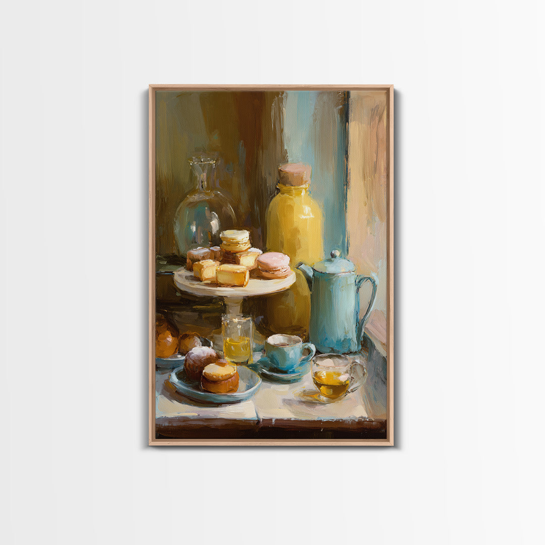 French Patisserie Window Display of Pastel Pastries Canvas Print, Bakery Art, Watercolor Painting, Bakery Decor, Patisserie, BAK-2x3-82