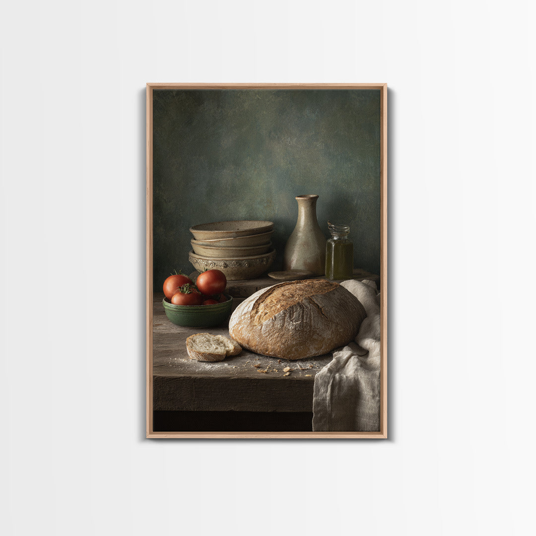 Rustic Loaf of Bread Framed Canvas Print, Bakery Art, Modern Decor, Bakery Decor, Fine Art, Patisserie, Wall Decor, Art Print, BAK-2x3-84