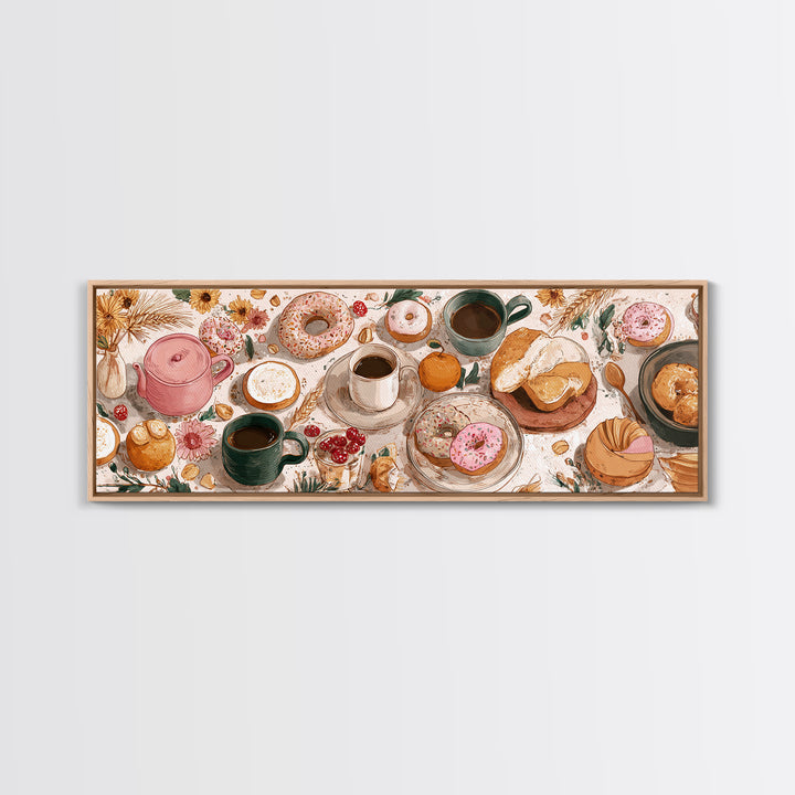 Whimsical Donut Assortment Framed Canvas Print, Bakery Art, Kitchen Art Print, Bakery Decor, Fine Art, Patisserie, Modern Decor, BAK-3x1-1