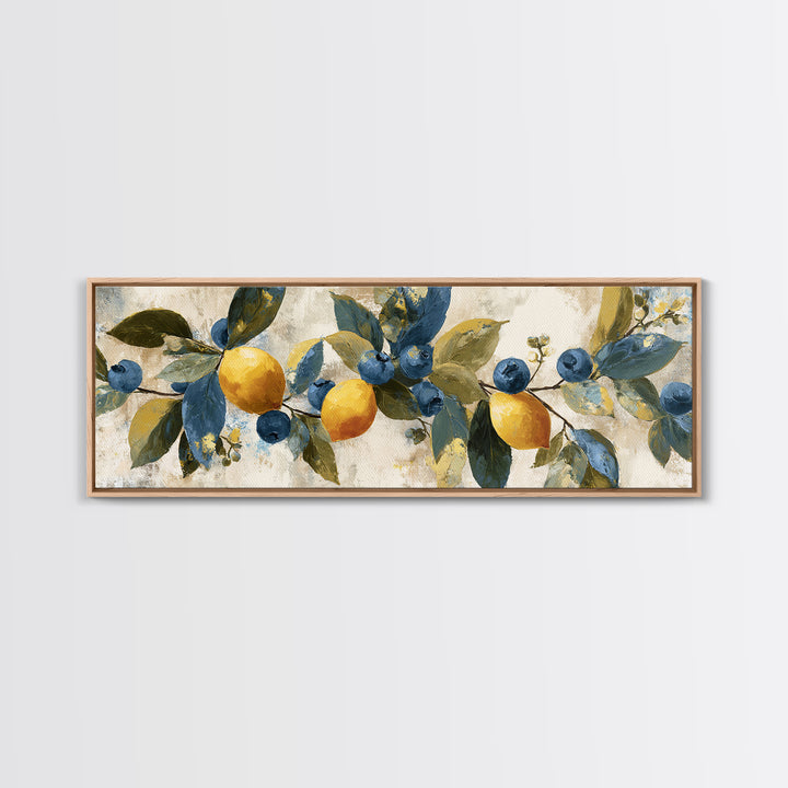 Blueberry Galette with Rustic Farmhouse Texture Framed Canvas Print, Bakery Art, Gallery Decor, Bakery Decor, Patisserie, BAK-3x1-15