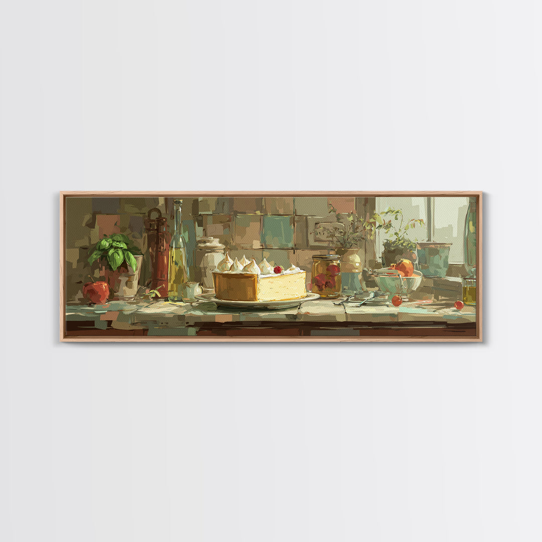 Lemon Meringue Pie Slice Framed Canvas Print, Bakery Art, Kitchen Art, Bakery Decor, Fine Art, Patisserie, Neutral Wall Art, BAK-3x1-2