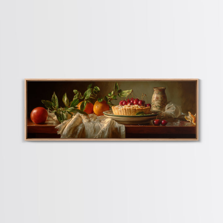 Cherry Tart Still Life Canvas Print, Bakery Art, Whimsical Wall Art, Bakery Decor, Fine Art, Patisserie, Luxury Decor, BAK-3x1-21