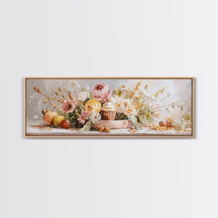 Cupcake Bouquet Painted Framed Canvas Print, Bakery Art, Room Decor, Bakery Decor, Fine Art, Patisserie, Digital Print, BAK-3x1-23