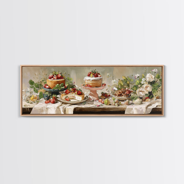 Pastel Cake Stand Canvas Print, Bakery Art, Watercolor Print, Bakery Decor, Oil Painting, Patisserie, Fine Art Print, BAK-3x1-29