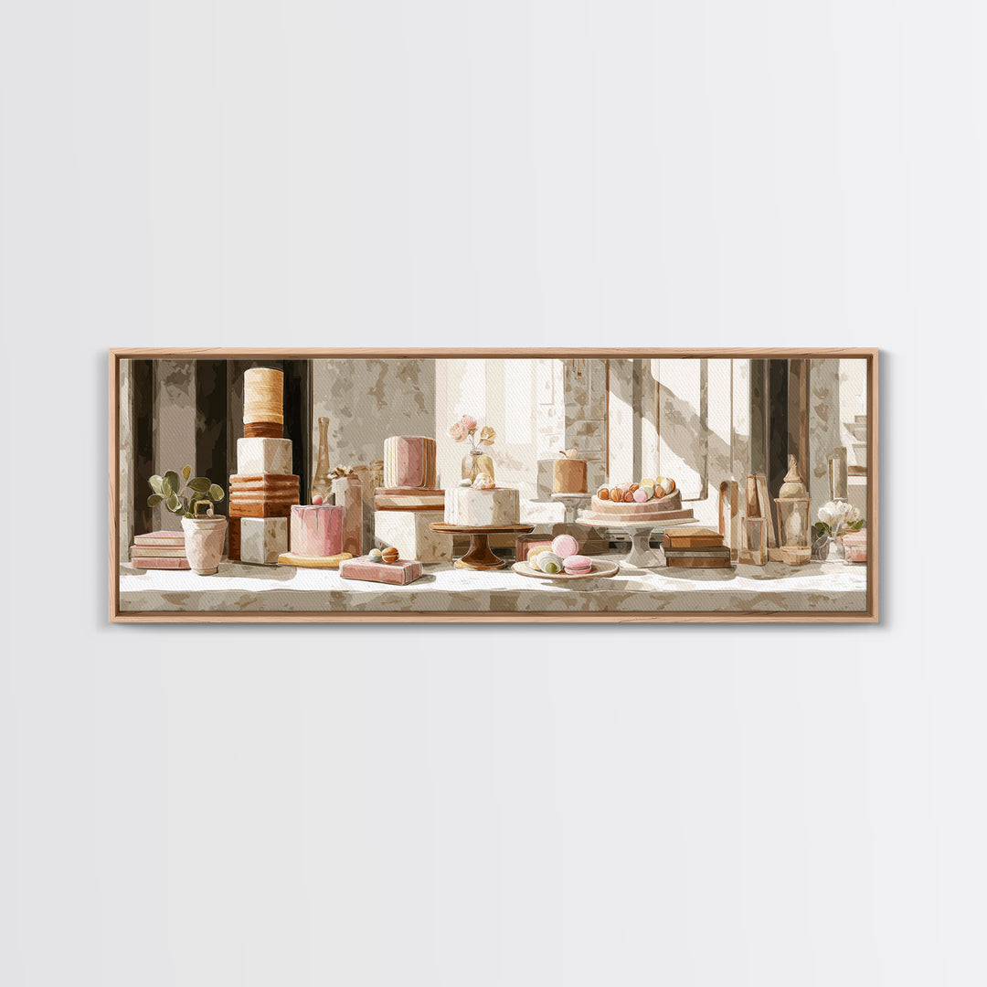 French Patisserie Window Display of Pastel Pastries Canvas Print, Bakery Art, Digital Download Art, Bakery Decor, Patisserie, BAK-3x1-42