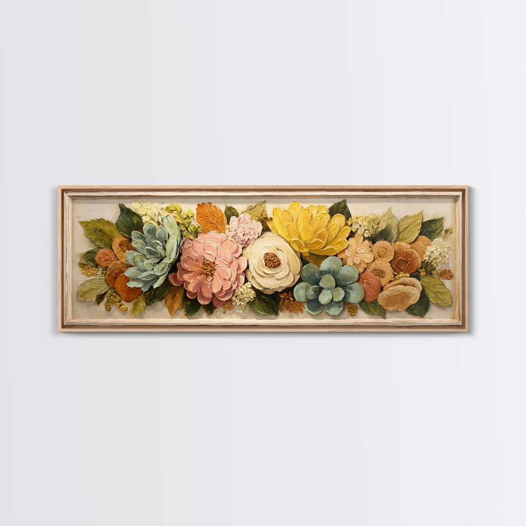 Cupcake Bouquet Painted Framed Canvas Print, Bakery Art, Kitchen Wall Art, Bakery Decor, Oil Painting, Patisserie, BAK-3x1-47