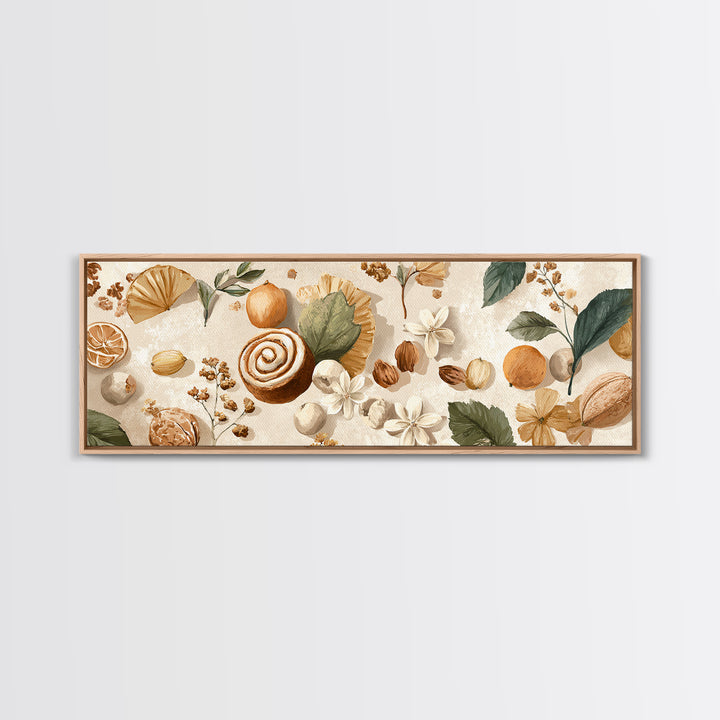 Cinnamon Rolls in a Warm Country Kitchen Framed Canvas Print, Bakery Art, Digital Print, Bakery Decor, Fine Art, Patisserie, BAK-3x1-51