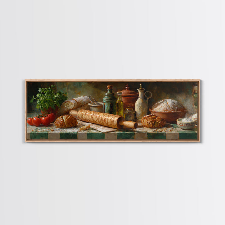 Patisserie Pattern of Rolling Pins and Pastries Canvas Print, Bakery Art, Bakery, Bakery Decor, Oil Painting, Patisserie, BAK-3x1-61
