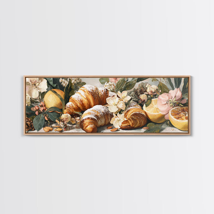 Almond Croissant Closeup Framed Canvas Print, Bakery Art, Statement Artwork, Bakery Decor, Fine Art, Patisserie, Art Print, BAK-3x1-7