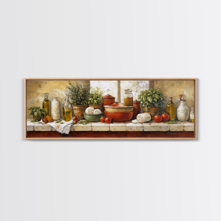 Cinnamon Rolls in a Warm Country Kitchen Framed Canvas Print, Bakery Art, Digital Print, Bakery Decor, Fine Art, Patisserie, BAK-3x1-99