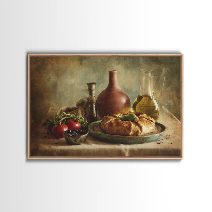 Blueberry Galette with Rustic Farmhouse Texture Framed Canvas Print, Bakery Art, Gallery Decor, Bakery Decor, Patisserie, BAK-3x2-27