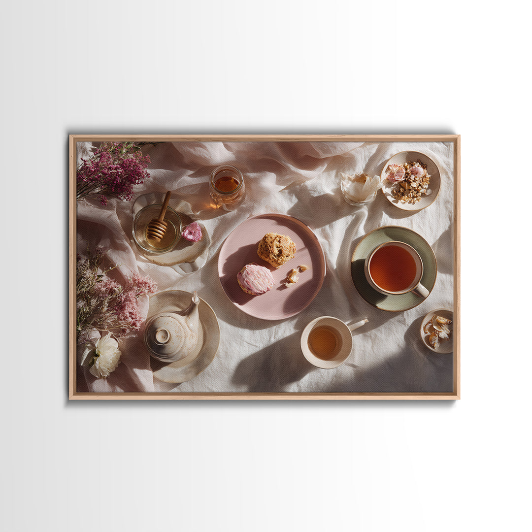 Tea and Scone Arrangement Canvas Print, Bakery Art, Gallery Decor, Bakery Decor, Fine Art, Patisserie, Wall Art, Home Decor, BAK-3x2-48