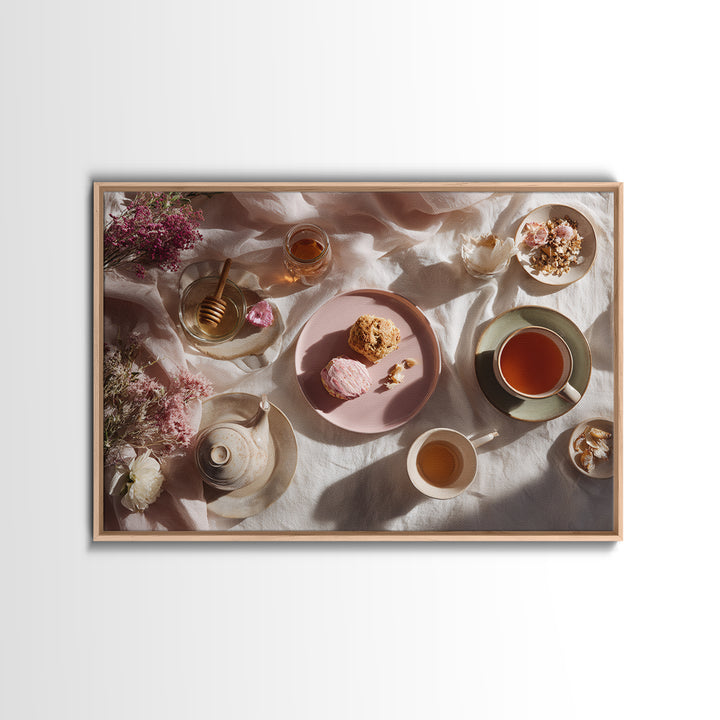 Tea and Scone Arrangement Canvas Print, Bakery Art, Gallery Decor, Bakery Decor, Fine Art, Patisserie, Wall Art, Home Decor, BAK-3x2-48