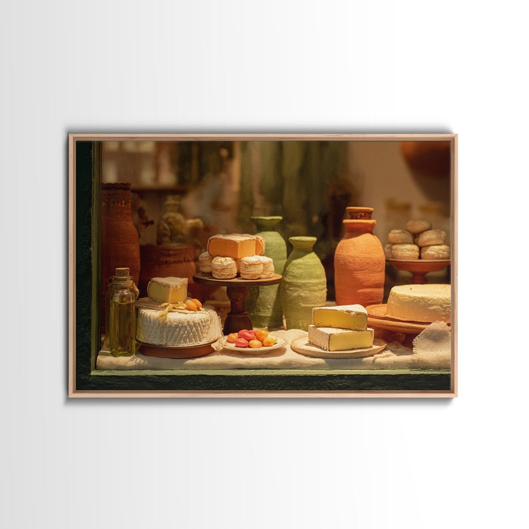 French Patisserie Window Display of Pastel Pastries Framed Canvas Print, Bakery Art, Kitchen Print, Bakery Decor, Patisserie, BAK-3x2-6