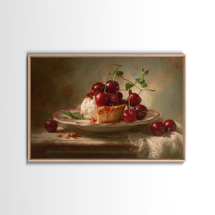 Cherry Tart Still Life Framed Canvas Print, Bakery Art, Fine Art Print, Bakery Decor, Fine Art, Patisserie, Printable Wall Art, BAK-3x2-81