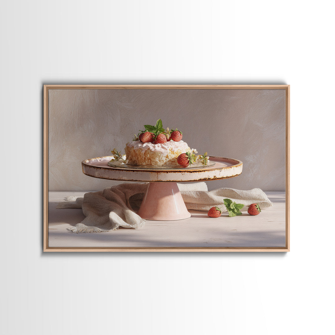 Pastel Cake Stand Canvas Print, Bakery Art, Boho Decor, Bakery Decor, Oil Painting, Patisserie, Kitchen Decor, BAK-3x2-89