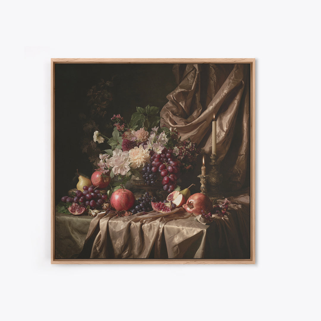 Lavish Banquet Fruit Composition Canvas Print, Baroque Art, Printable Wall Art, Living Room Decor, Ornate, Minimalist Wall Art, BAO-1x1-20