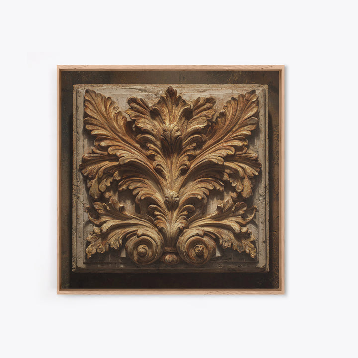 Carved Acanthus Leaf Ornament Study Framed Canvas Print, Baroque Art, Modern Wall Art, Living Room Decor, Fine Art, Ornate, BAO-1x1-39
