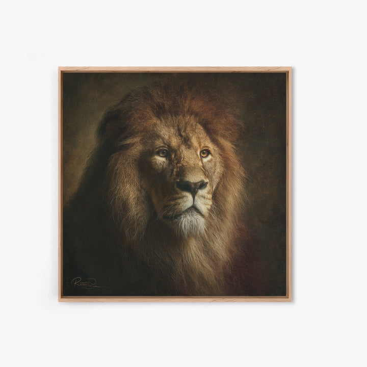 Royal Lion Portrait Framed Canvas Print, Baroque Art, Eclectic Wall Art, Living Room Decor, Fine Art, Ornate, Gallery Decor, BAO-1x1-65