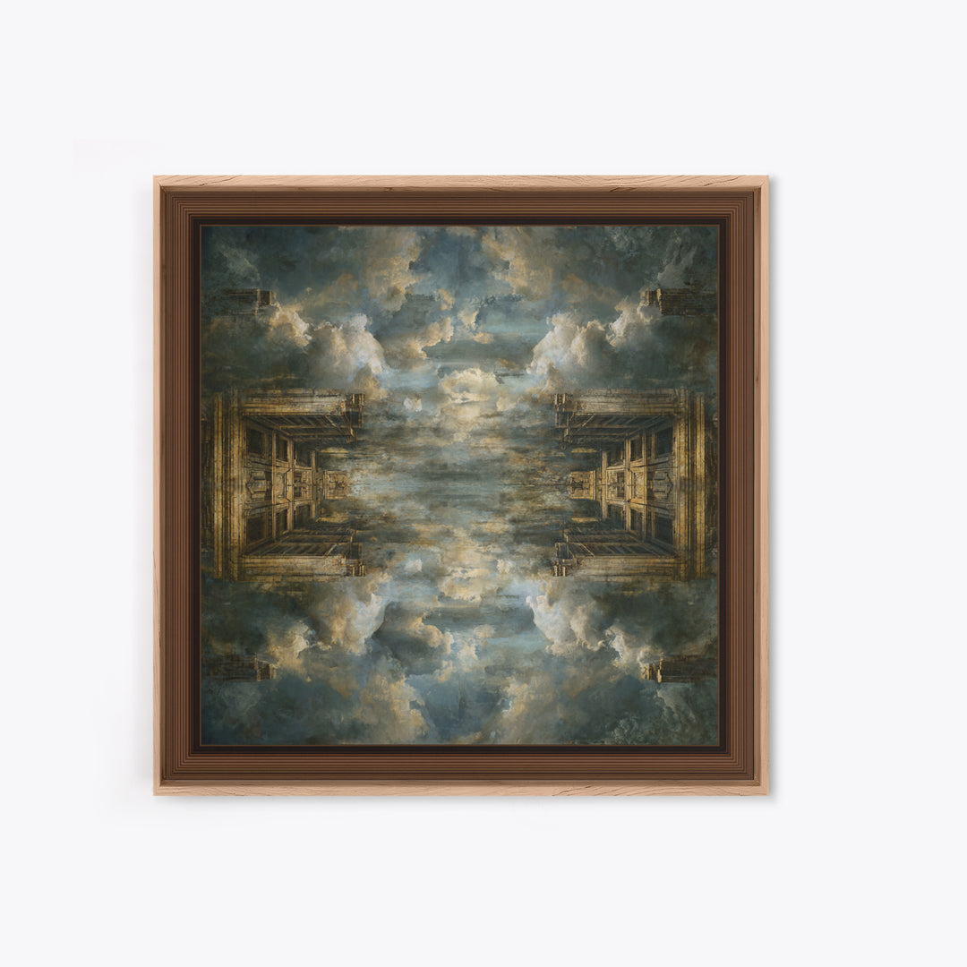 Classical Ruins Beneath a Dramatic Sky Framed Canvas Print, Baroque Art, Feminist Art, Living Room Decor, Fine Art, Ornate, BAO-1x1-67