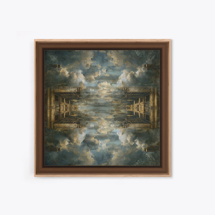 Classical Ruins Beneath a Dramatic Sky Framed Canvas Print, Baroque Art, Feminist Art, Living Room Decor, Fine Art, Ornate, BAO-1x1-67