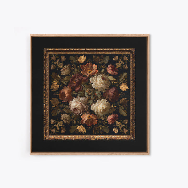 Ornate Gold Frame Illusion Around a Botanical Canvas Print, Baroque Art, Baroque, Living Room Decor, Oil Painting, Ornate, BAO-1x1-81